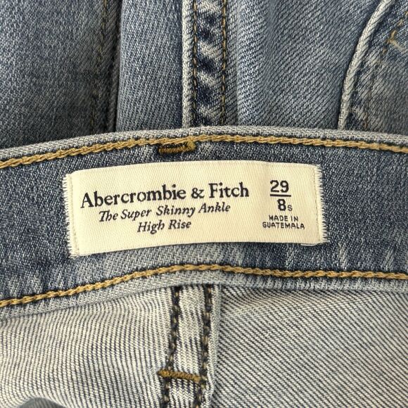 Abercrombie Jeans Women 8 29 Short Blue Super Skinny High Rise Stacked Waist - Picture 5 of 6